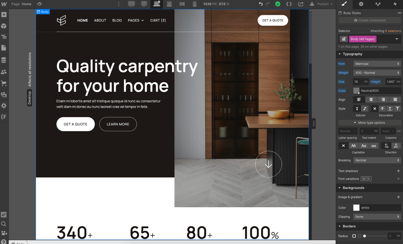 Typography - Carpenters X Webflow Template